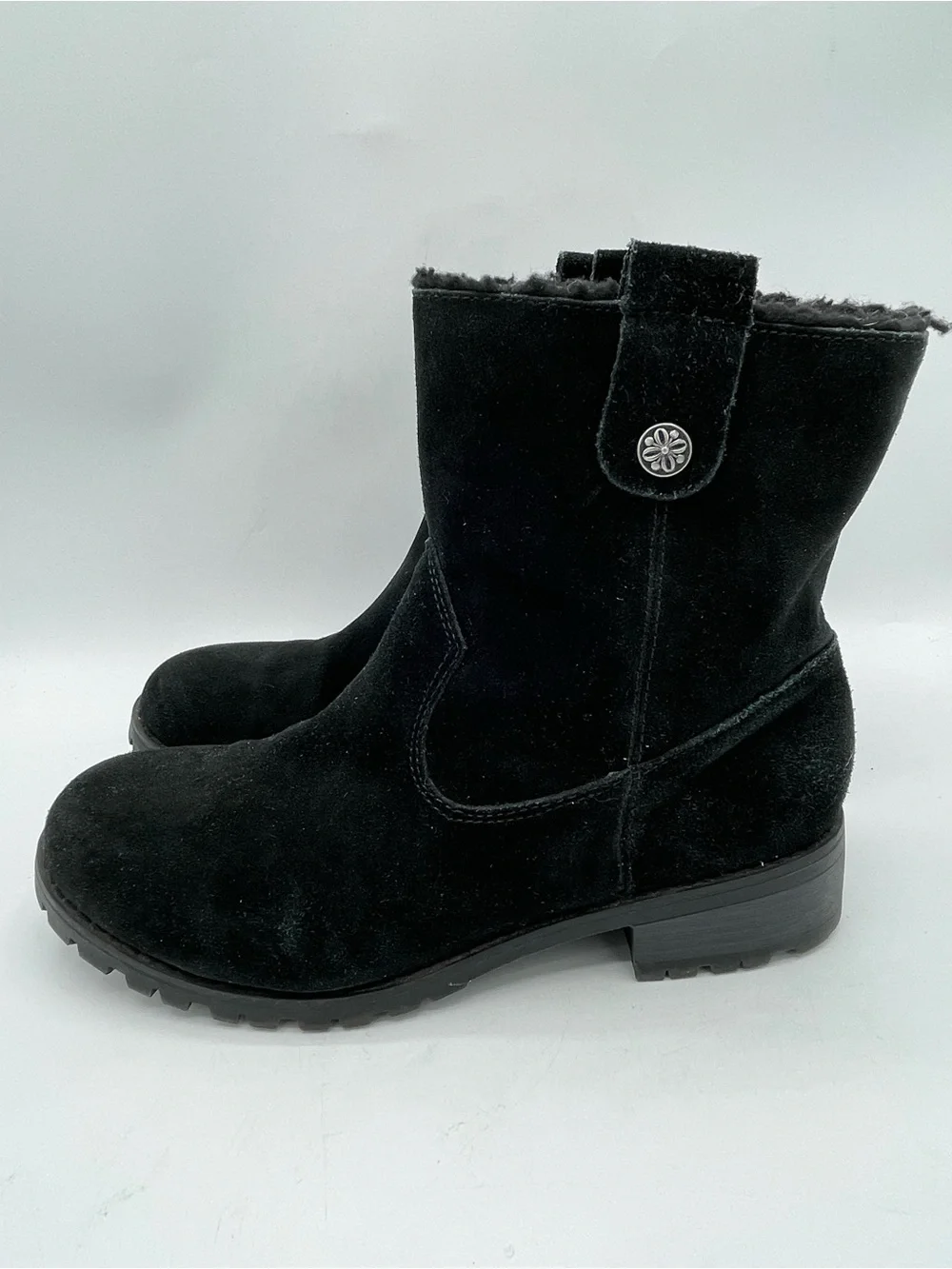Bjorndal Aspen Black Suede Fleece-Lined Short Winter Boots